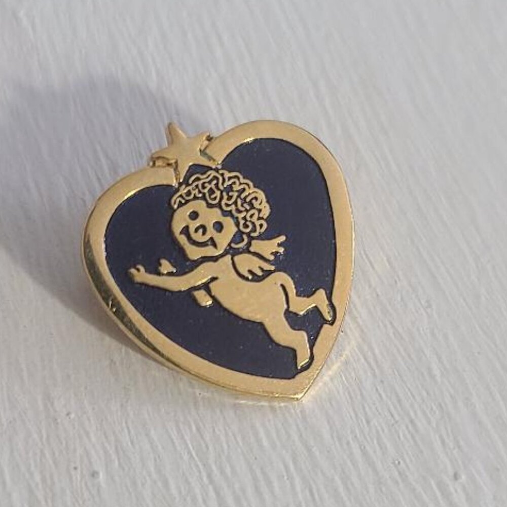 Barlow Cupid Angel Heart Star Vintage Lapel Pin Brooch